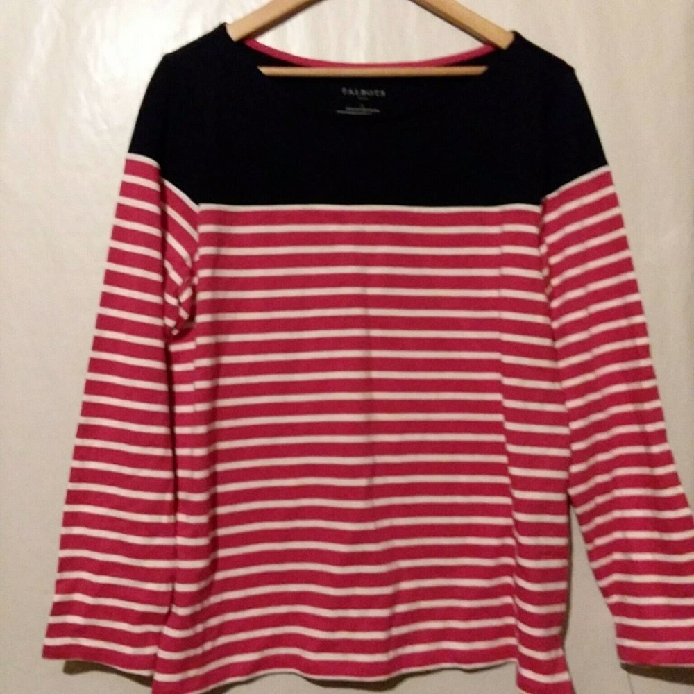 Talbots Striped Long Sleeve Top S NWT Red‎ White